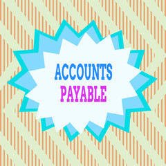 Conceptual hand writing showing Accounts Payable. Concept meaning money owed by a business to its suppliers as a liability Asymmetrical uneven shaped pattern object multicolour design