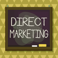 Text sign showing Direct Marketing. Business photo text business of selling products directly to the public Asymmetrical uneven shaped format pattern object outline multicolour design