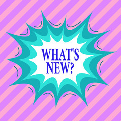 Handwriting text What S New Question. Conceptual photo when you ask someone about his current live events actions Asymmetrical uneven shaped format pattern object outline multicolour design