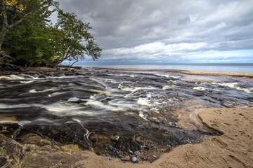 Lake Superior Beach. Coast of Lake Superior at the Pictured Rocks National Lakeshore Hurricane Campground in the Upper Peninsula of Michigan.