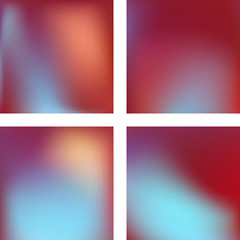 Fototapeta premium Set with abstract blurred backgrounds. Vector illustration. Modern geometrical backdrop. Abstract template. Brown, blue colors.