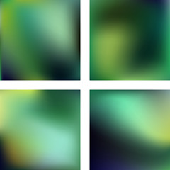 Fototapeta premium Set with green abstract blurred backgrounds. Vector illustration. Modern geometrical backdrop. Abstract template.