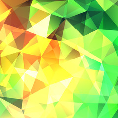 Abstract mosaic background. Triangle geometric background. Design elements. Vector illustration. Yellow, green, orange colors.