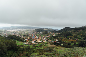 Small settlements between the mountain peaks on the Spanish island of Tenerife
