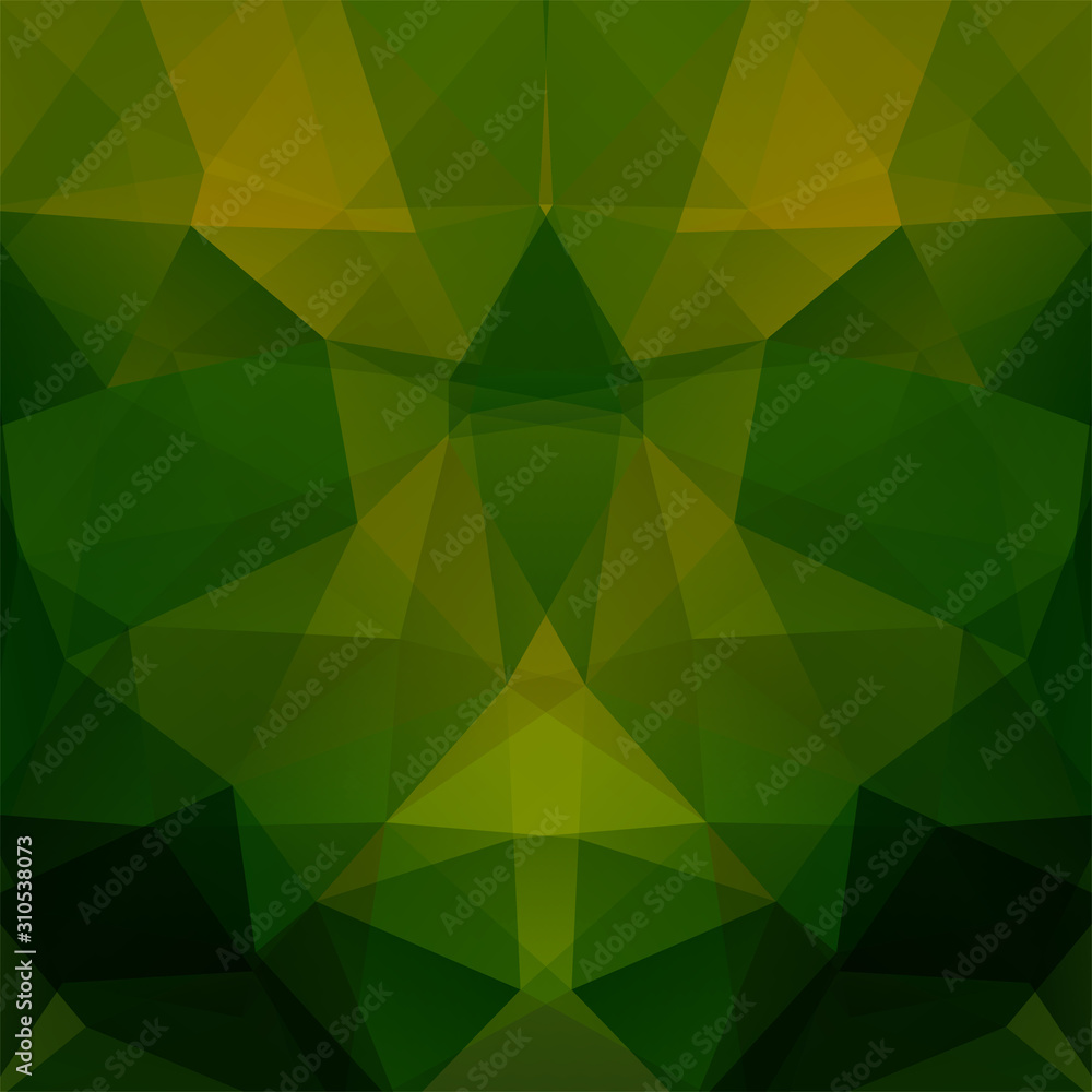 Poster background made of green triangles. square composition with geometric shapes. eps 10
