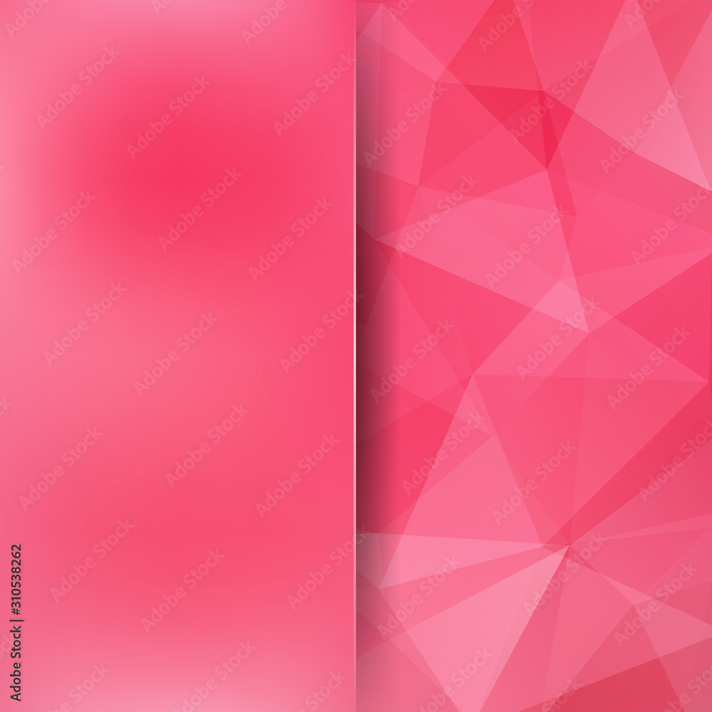 Poster background made of pink triangles. square composition with geometric shapes and blur element. eps 10