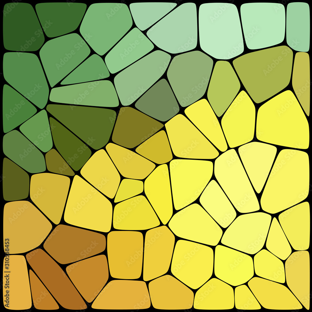 Aufkleber abstract background consisting of black lines with rounded edges of different sizes and green, yello