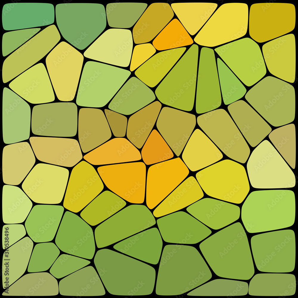 Poster abstract background consisting of black lines with rounded edges of different sizes and yellow, gree