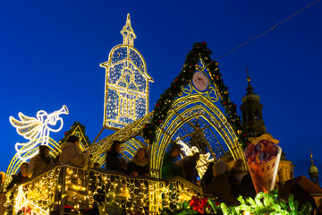 Fototapeta premium Christmas Mood on the night Old Town Square, Prague, Czech Republic