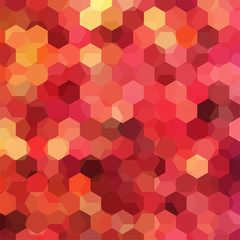Vector background with red, orange hexagons. Can be used in cover design, book design, website background. Vector illustration