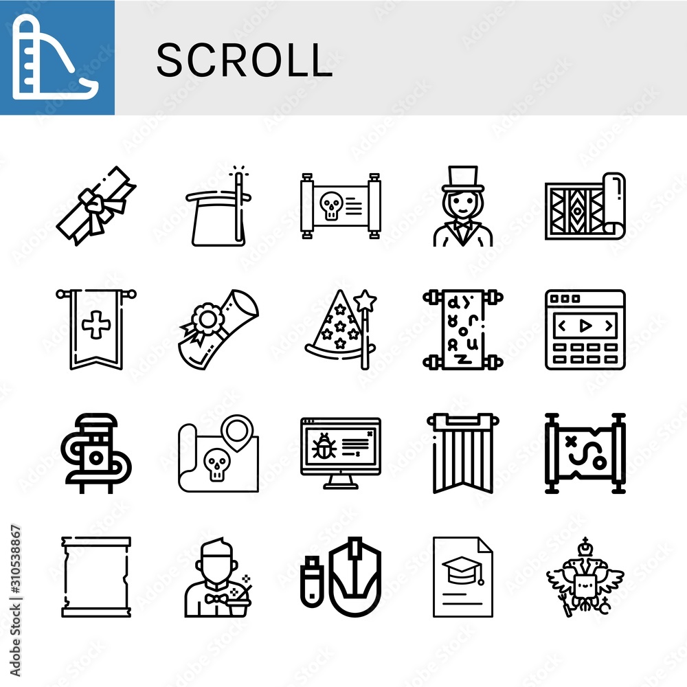 Poster set of scroll icons