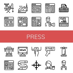 press simple icons set