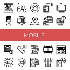 mobile simple icons set