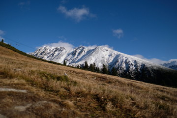 Fototapeta premium view of snowy mountain