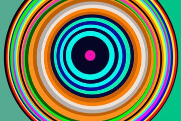 Fototapeta na wymiar Colorful circles, a circle within a circle within a circle… Background, vector design, vivid color vector illusion