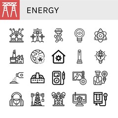 energy simple icons set