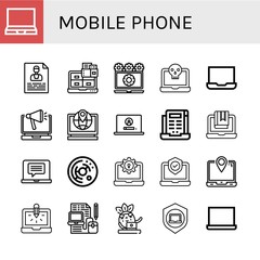 mobile phone simple icons set