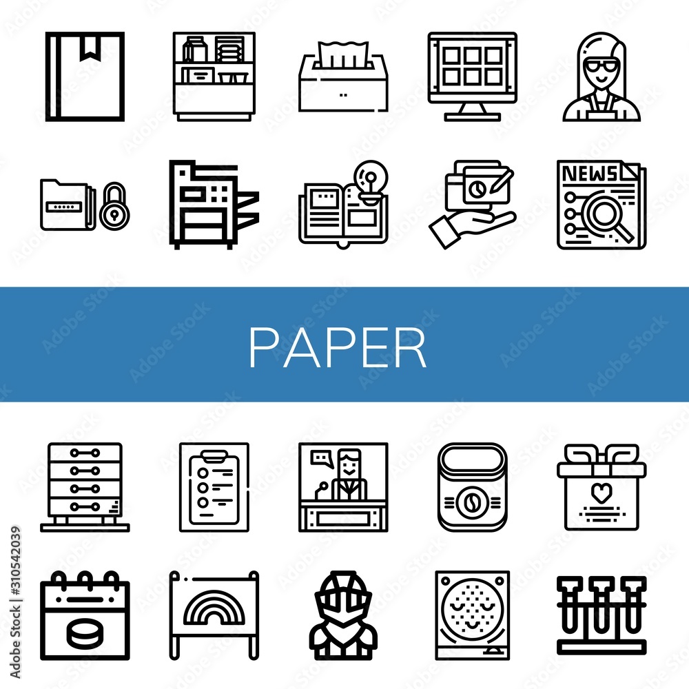 Poster paper simple icons set