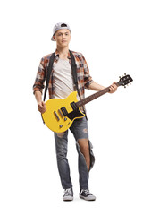 Teenager with an electric guitar