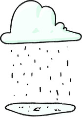  Rain cloud hand drawn crayon illustration cartoon cute style
