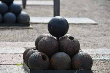 stones in the garden at Kronborg  Castle. 