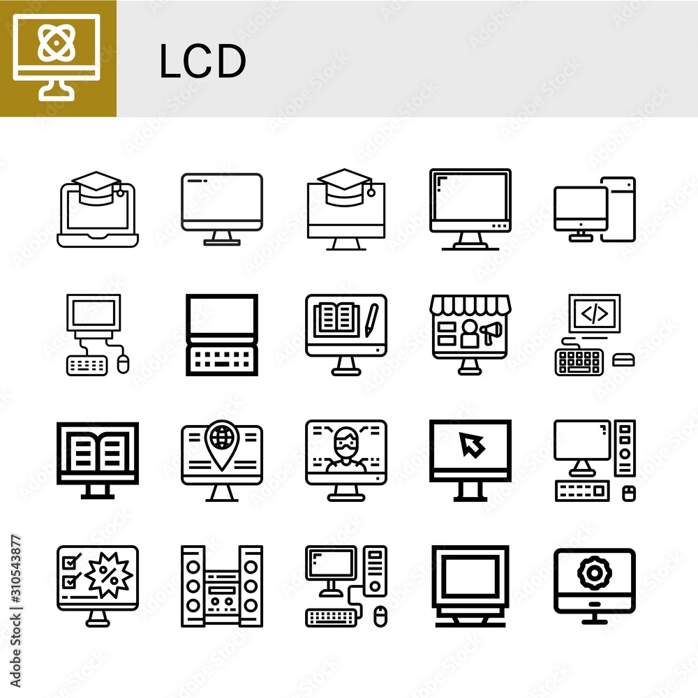 Poster lcd simple icons set