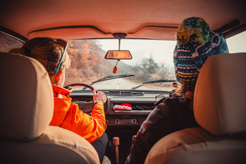 Girls in the old car