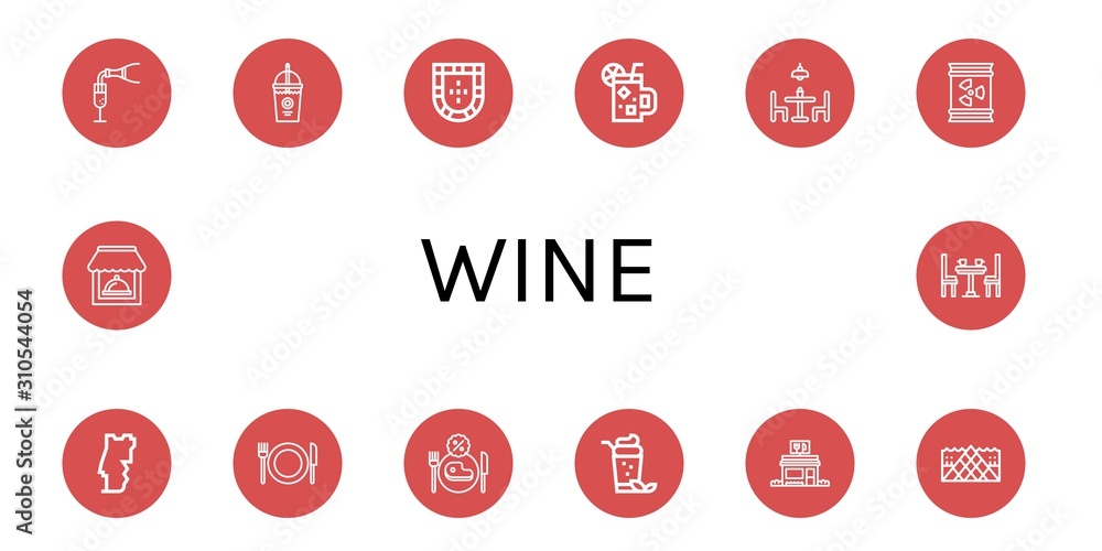 Wall mural set of wine icons