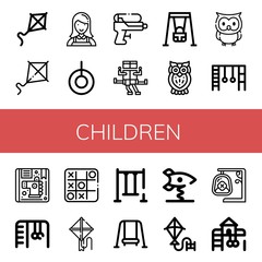children simple icons set