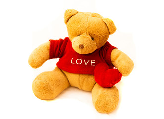 Teddy bear with sweet Valentine heart and LOVE t-shirt