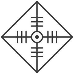 Sights for a sniper rifle. Targets destination. Cursor, label, apple, front sight. Vector image.