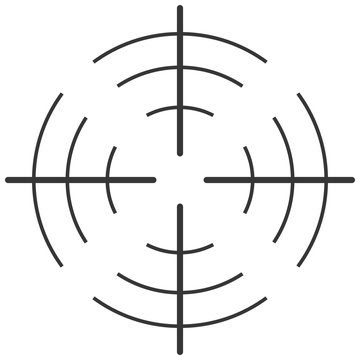 Sights for a sniper rifle. Targets destination. Cursor, label, apple, front sight. Vector image.