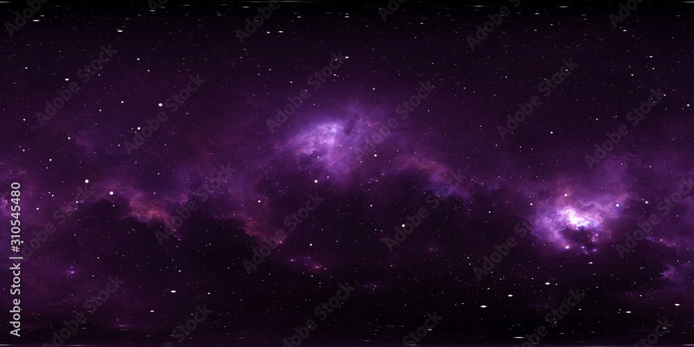 Wall mural 360 degree space background with nebula and stars, equirectangular projection, environment map. hdri