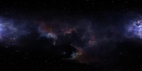 360-Grad-Raumhintergrund mit Nebel und Sternen, äquirechteckige Projektion, Umgebungskarte. Sphärisches HDRI-Panorama. © Peter Jurik