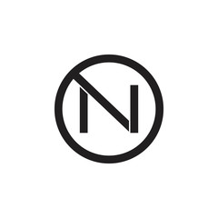 letter n circle geometric linked logo vector