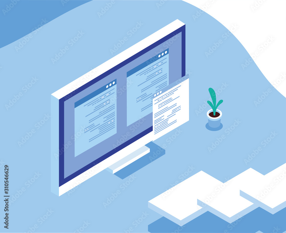 Poster desktop computer screen with social network profile