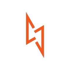 thunder simple geometric line design logo vector