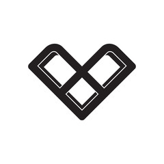 letter v 3d flat geometric logo vector