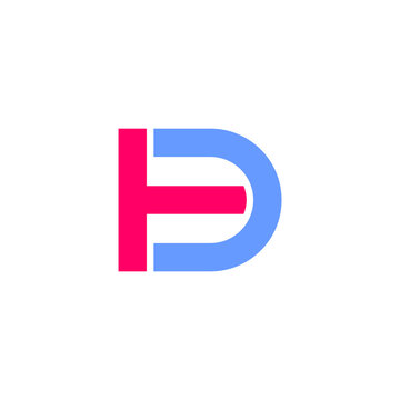 letter td simple geometric line logo vector
