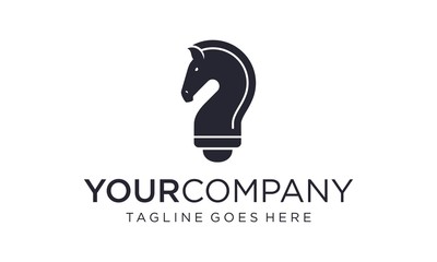 Creative bulb with horse icon for logo design concept 