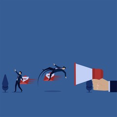 Business flat vector concept man avoid mail from megaphone metaphor of spam mail.