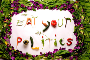 Eat Your Politics spelt out with vegetables