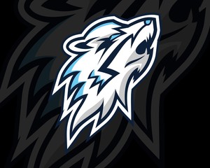 E-sport logo white wolf design template