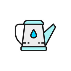 Watering can flat color line icon. Isolated on white background