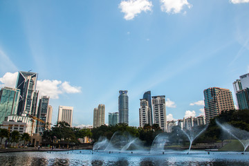 Fototapeta premium Public park in the city centre near the Petronas towers, Malaysia