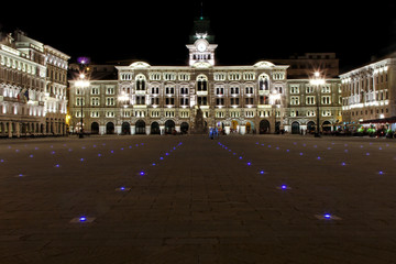 Fototapeta na wymiar Government Building in Trieste at night Italy