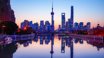 Time-lapse of Shanghai skyline, China - Powered by Adobe