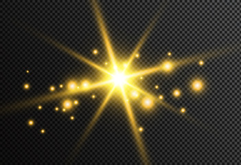 Vector illustration of abstract flare light rays. A set of stars, light and radiance, rays and brightness.