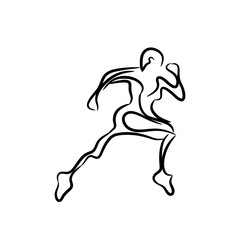 Fototapeta na wymiar Silhouettes of running athletes with motion trails - geometric style.