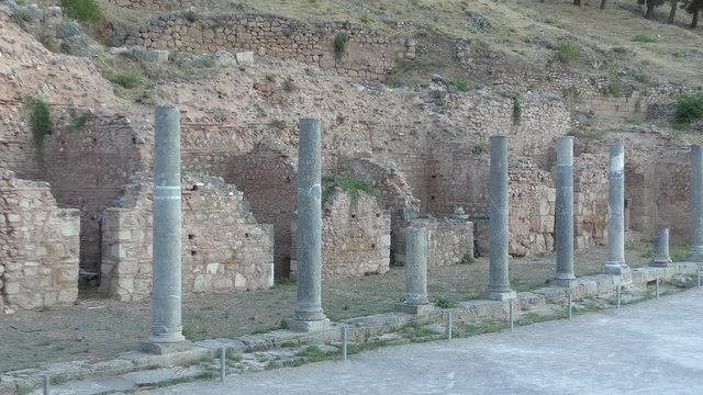 Ruins of Delphi in Parnasus Mountaintains in the early morning